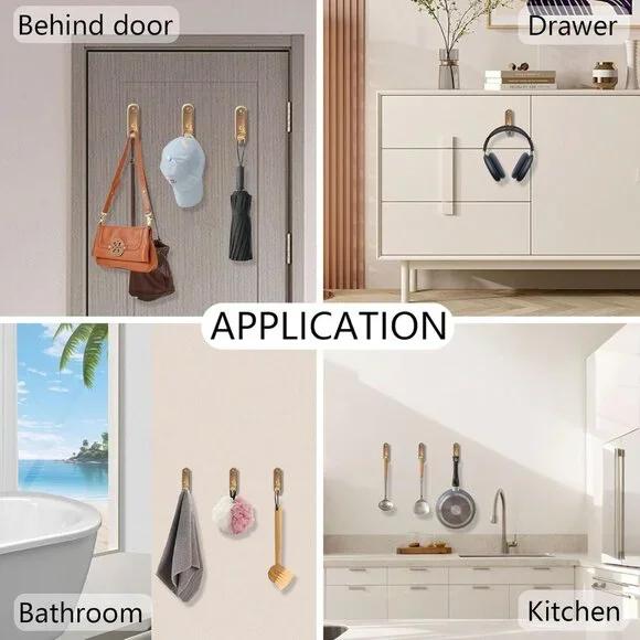 4PCS Foldable Gold Wall Hooks, Heavy Duty Zinc Alloy Folding Wall Hooks, Folding - Picture 8 of 9